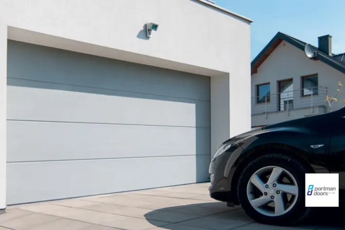 Modern insulated garage door for a home
